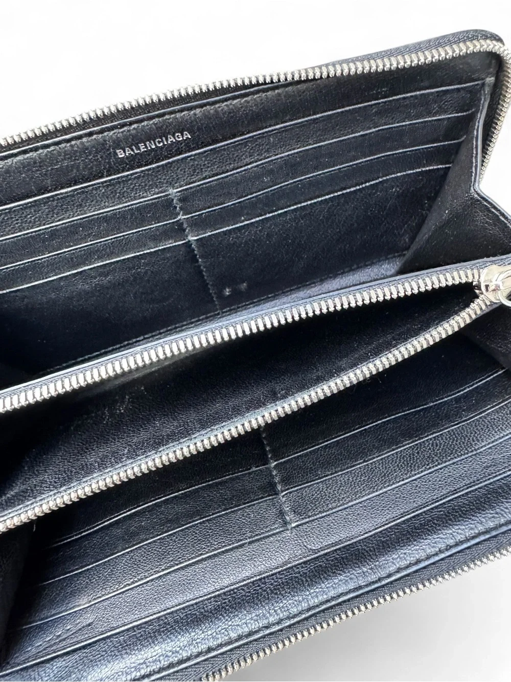 Balenciaga Black Leather Zip Wallet